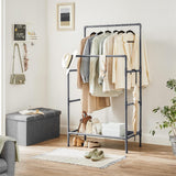 NNEDSZ Metal Clothes Rack with 2 Rails Grey