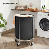 NNEDSZ Laundry Basket with Wheels with Steel Frame and Removable Bag Black