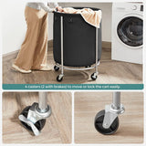 NNEDSZ Laundry Basket with Wheels with Steel Frame and Removable Bag Black