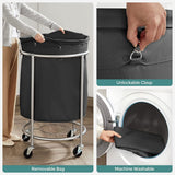 NNEDSZ Laundry Basket with Wheels with Steel Frame and Removable Bag Black
