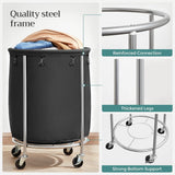 NNEDSZ Laundry Basket with Wheels with Steel Frame and Removable Bag Black