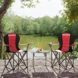 NNEDSZ Folding Camping Chair with Bottle Holder Red and Black
