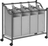 NNEDSZ Laundry Basket with 4 Removable Laundry Bin on Wheels Gray