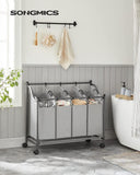 NNEDSZ Laundry Basket with 4 Removable Laundry Bin on Wheels Gray
