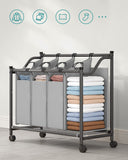 NNEDSZ Laundry Basket with 4 Removable Laundry Bin on Wheels Gray