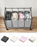 NNEDSZ Laundry Basket with 4 Removable Laundry Bin on Wheels Gray