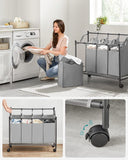 NNEDSZ Laundry Basket with 4 Removable Laundry Bin on Wheels Gray