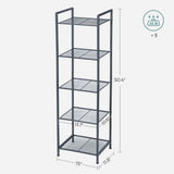 NNEDSZ Bathroom Shelf 5-Tier Storage Rack with Adjustable Shelf Black