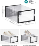 NNEDSZ 18 Pack Foldable Stackable Shoe Boxes Max AU Size 11 Black Transparent