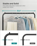 NNEDSZ Clothes Rack with Wheels Sturdy Steel Frame Black