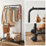 NNEDSZ Clothes Rack with Wheels Sturdy Steel Frame Black