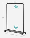 NNEDSZ Clothes Rack with Wheels Sturdy Steel Frame Black