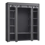 NNEDSZ 150cm Portable Closet Organizer, Wardrobe with Shelves and Cover Gray