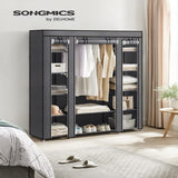 NNEDSZ 150cm Portable Closet Organizer, Wardrobe with Shelves and Cover Gray