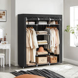 NNEDSZ Folding Wardrobe Fabric Cabinet with 2 Clothes Rails Black