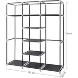 NNEDSZ Folding Wardrobe Fabric Cabinet with 2 Clothes Rails Black