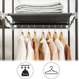 NNEDSZ Folding Wardrobe Fabric Cabinet with 2 Clothes Rails Black