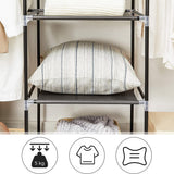 NNEDSZ Folding Wardrobe Fabric Cabinet with 2 Clothes Rails Black