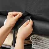 NNEDSZ Folding Wardrobe Fabric Cabinet with 2 Clothes Rails Black