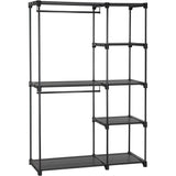 NNEDSZ Portable Closet Wardrobe with 2 Hanging Rods Black