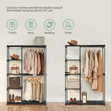 NNEDSZ Portable Closet Wardrobe with 2 Hanging Rods Black