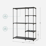 NNEDSZ Portable Closet Wardrobe with 2 Hanging Rods Black
