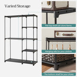 NNEDSZ Portable Closet Wardrobe with 2 Hanging Rods Black