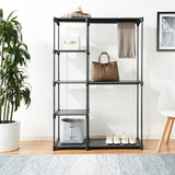 NNEDSZ Portable Closet Wardrobe with 2 Hanging Rods Black