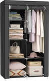 NNEDSZ Portable Clothes Storage with 6 Shelves and 1 Clothes Hanging Rail Black