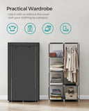 NNEDSZ Portable Clothes Storage with 6 Shelves and 1 Clothes Hanging Rail Black