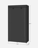 NNEDSZ Portable Clothes Storage with 6 Shelves and 1 Clothes Hanging Rail Black