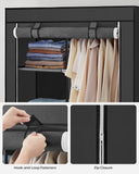 NNEDSZ Portable Clothes Storage with 6 Shelves and 1 Clothes Hanging Rail Black