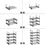 NNEDSZ 5 Tier Metal Shoe Rack for 10 Pairs of Shoes Black