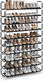 NNEDSZ 10 Tier Metal Shoe Rack for 50 Pairs Non-Woven Fabric Shelves Black