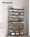 NNEDSZ 10 Tier Metal Shoe Rack for 50 Pairs Non-Woven Fabric Shelves Black