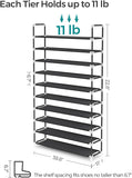 NNEDSZ 10 Tier Metal Shoe Rack for 50 Pairs Non-Woven Fabric Shelves Black