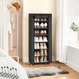 NNEDSZ 7 Tier Shoe Rack for 14-20 Pairs of Shoes Nonwoven Fabric Cover Black