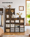 NNEDSZ Set of 16 Plastic Cube Storage Organizer Rustic Brown