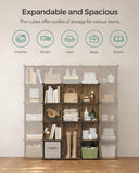 NNEDSZ Set of 16 Plastic Cube Storage Organizer Rustic Brown