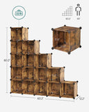 NNEDSZ Set of 16 Plastic Cube Storage Organizer Rustic Brown