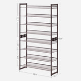 NNEDSZ 8-Tier Shoe Rack Storage 32 pairs with Adjustable Shelves Bronze