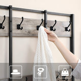 NNEDSZ Large Coat Rack Stand with 12 Hooks and Shoe Bench Greige and Black
