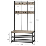 NNEDSZ Large Coat Rack Stand with 12 Hooks and Shoe Bench Greige and Black
