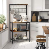 NNEDSZ Industrial Kitchen Baker's Rack Kitchen Unit with Storage Shelves Rustic Brown