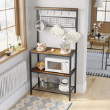 NNEDSZ Industrial Kitchen Baker's Rack Kitchen Unit with Storage Shelves Rustic Brown