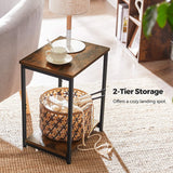 NNEDSZ Side Table Set of 2 Vintage Brown with Storage Shelf