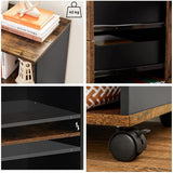 NNEDSZ File Cabinet with 3 Drawer Mobile Lateral Filing Cabinet with Open Compartments Rustic Brown and Black