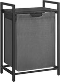 NNEDSZ Laundry Hamper with Shelf and Pull-Out Bag 65L Black and Gray