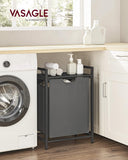NNEDSZ Laundry Hamper with Shelf and Pull-Out Bag 65L Black and Gray
