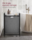 NNEDSZ Laundry Hamper with Shelf and Pull-Out Bag 65L Black and Gray